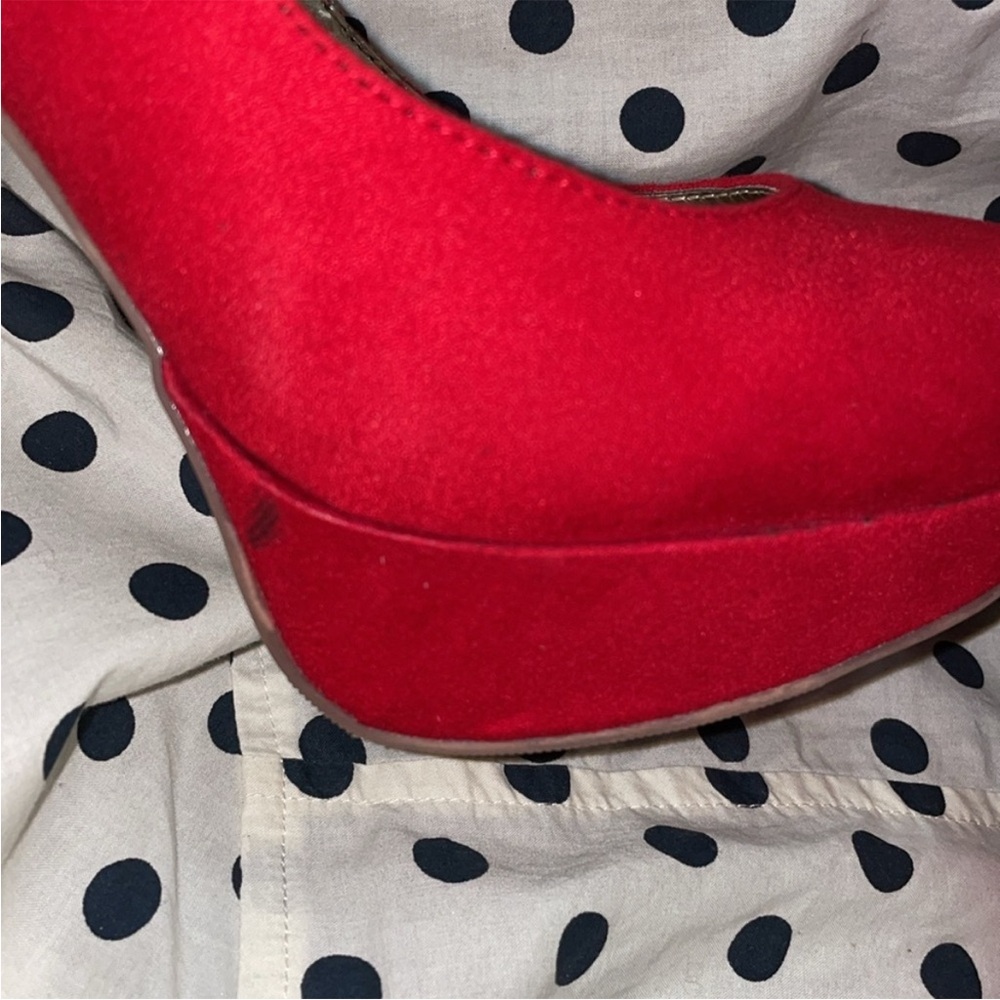Material Girl Red Faux Suede Pumps - Picture 8 of 10